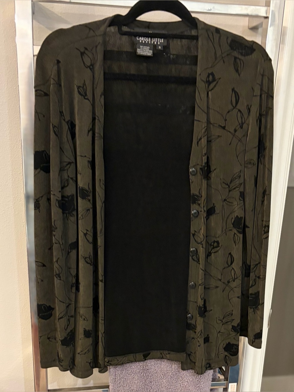 Carole Little Petites Dark Olive Cardigan